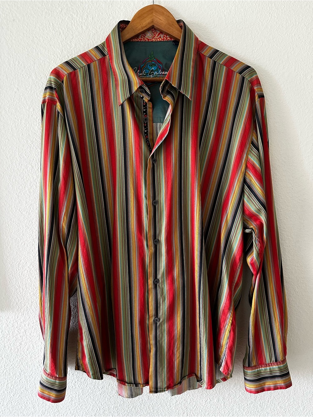 Robert Graham Multicolor Vertical Stripe Casual Button-Down Shirt